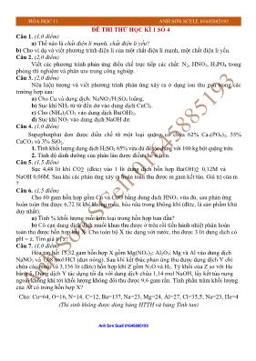 Đề thi thử học kì 1 số 4 môn Hóa học